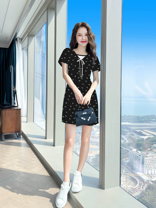 French style waist slim dress summer 2024 new style high-end popular style black dress female summer