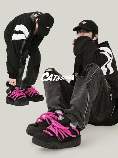 Cat & Sofa “Dreadlocks” Bread Sneakers 🥖👟 A niche retro street-style design with a chunky, cushioned feel for all-day comfort. Cool, bold, and easy to style—perfect for skating, casual fits, and everyday wear.