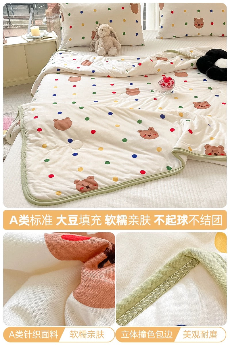 Class A soybean fiber knitted cotton summer cool quilt machine washable summer children's thin quilt spring and autumn summer air conditioning quilt