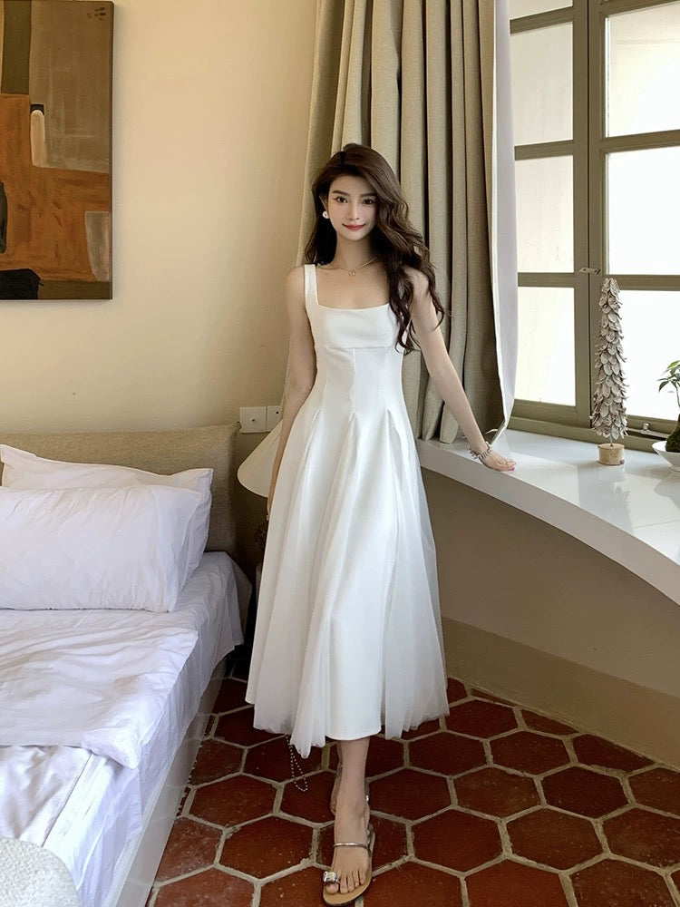 Deng Liuliu white suspender dress women's summer new mesh fluffy fairy skirt high-end certificate small white skirt
