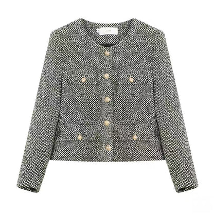 French wool small fragrance jacket for women 2023 spring and autumn new style socialite high-end temperament tweed short suit A3319