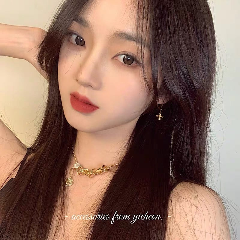 YIcheon Chenxihai Retro Chain Stitching Pearl Necklace Women's Korean Design Gentle Clavicle Chain C52