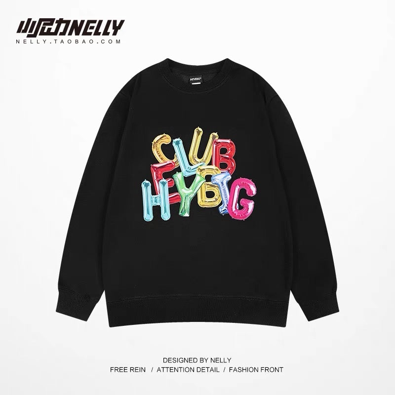 ins autumn and winter new trendy round neck sweatshirt men's trendy brand casual long-sleeved men's youth printed tops trendy