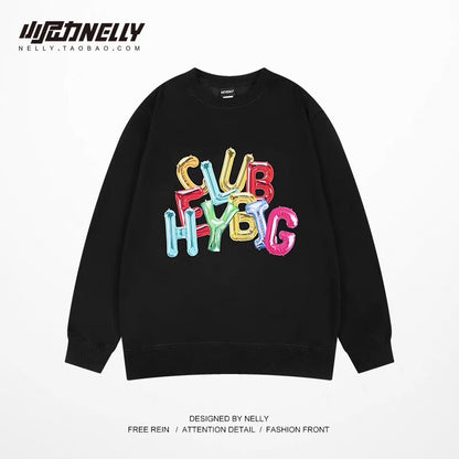ins autumn and winter new trendy round neck sweatshirt men's trendy brand casual long-sleeved men's youth printed tops trendy
