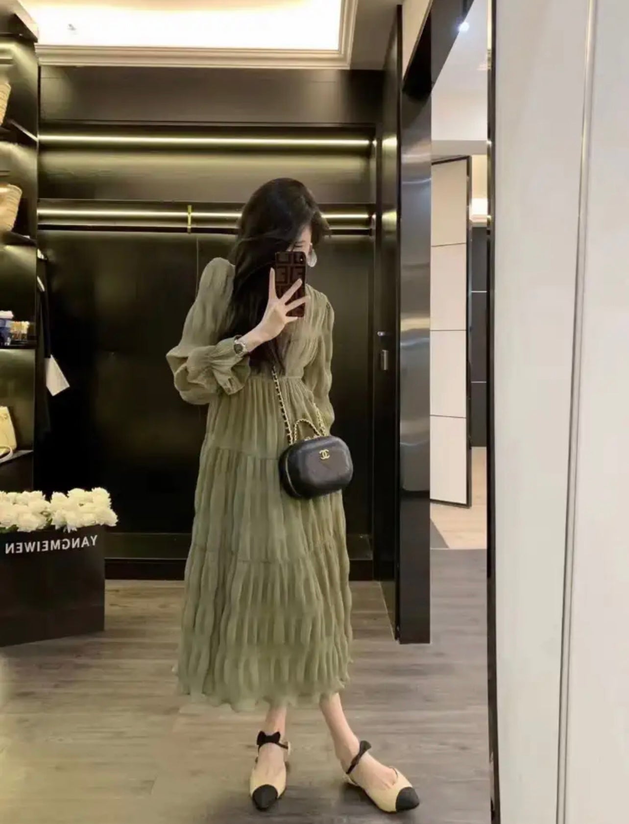 Early autumn women's clothing 2023 new French style sweet and gentle style high-end temperament small long skirt dress for women (S0956)