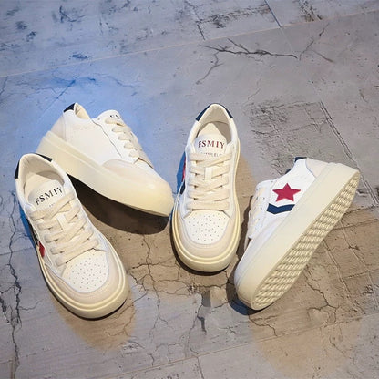 Western-style star white shoes summer women's style 2023 autumn new thick-soled sneakers light casual sports women's shoes