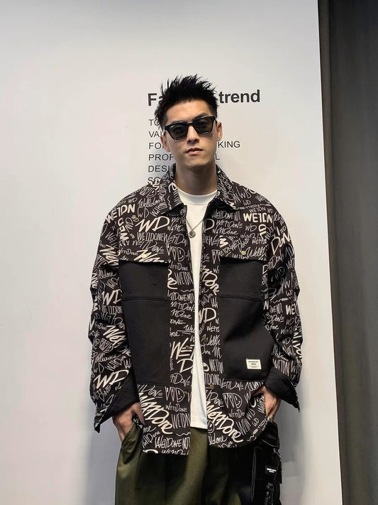 Xu Tailang letter graffiti handsome shirt men's spring and autumn design trendy brand men's street long-sleeved shirt jacket trendy
