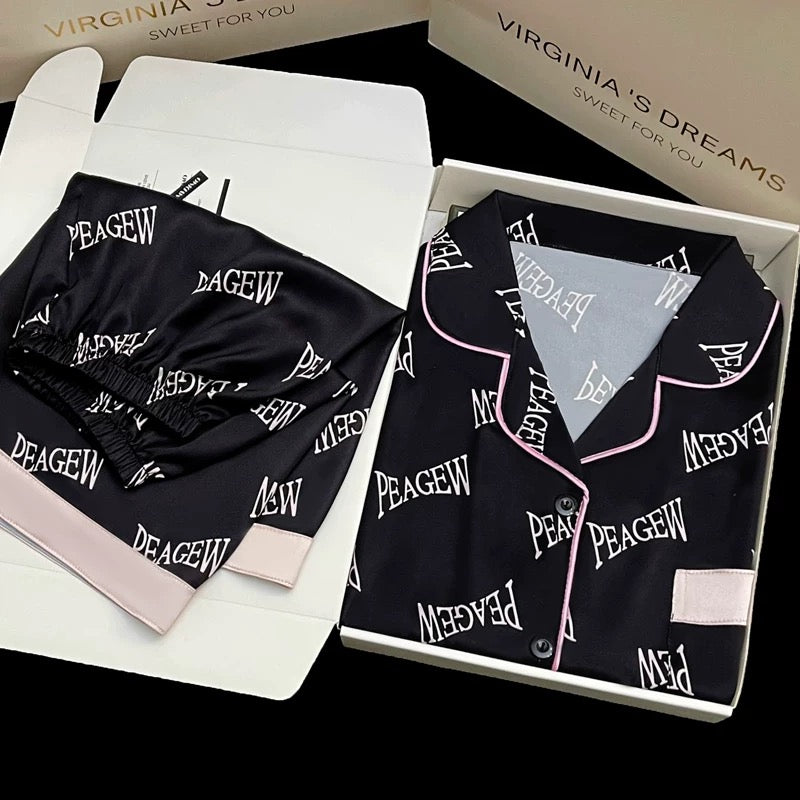2024 new ice silk pajamas women's short-sleeved summer thin silk can be worn outside home clothes suit spring and summer