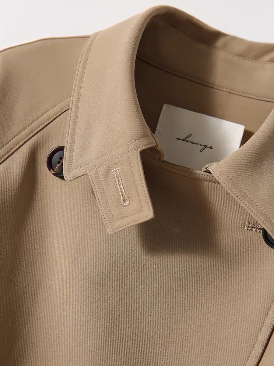 [Early Autumn Limited Edition] Temperament Queen C version double-breasted mid-length double-leaf raglan sleeve windbreaker jacket