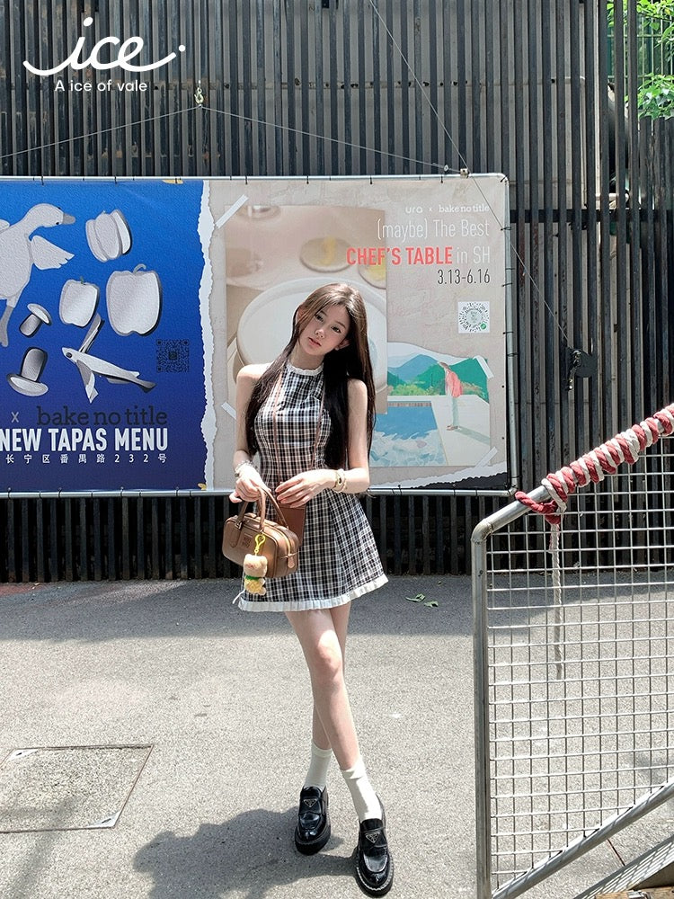 A ice of vale China Ryoko Lucy same style dress female summer slim fit plaid A-line skirt