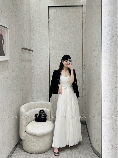 LDTJ Haute Couture 23 Xia Xindi or Hepburn style French retro daughter lace flower suspender dress dress for women