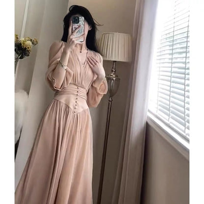 European Station 2023 Spring and Autumn New Style British Style Socialite Royal Sister High-end Fashionable Long Skirt Dress