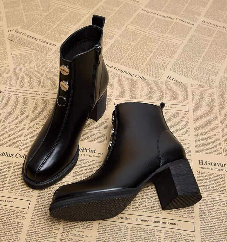 High-heeled short boots for women 2023 new versatile spring and autumn boots thin medium heel thick heel autumn and winter women's boots Martin boots