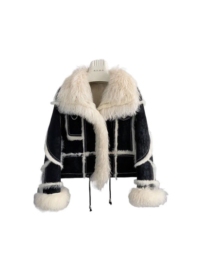 Autumn and winter new style rabbit fur natural fur one-piece beach wool fur collar celebrity fur series lapel Haining temperament women T3466