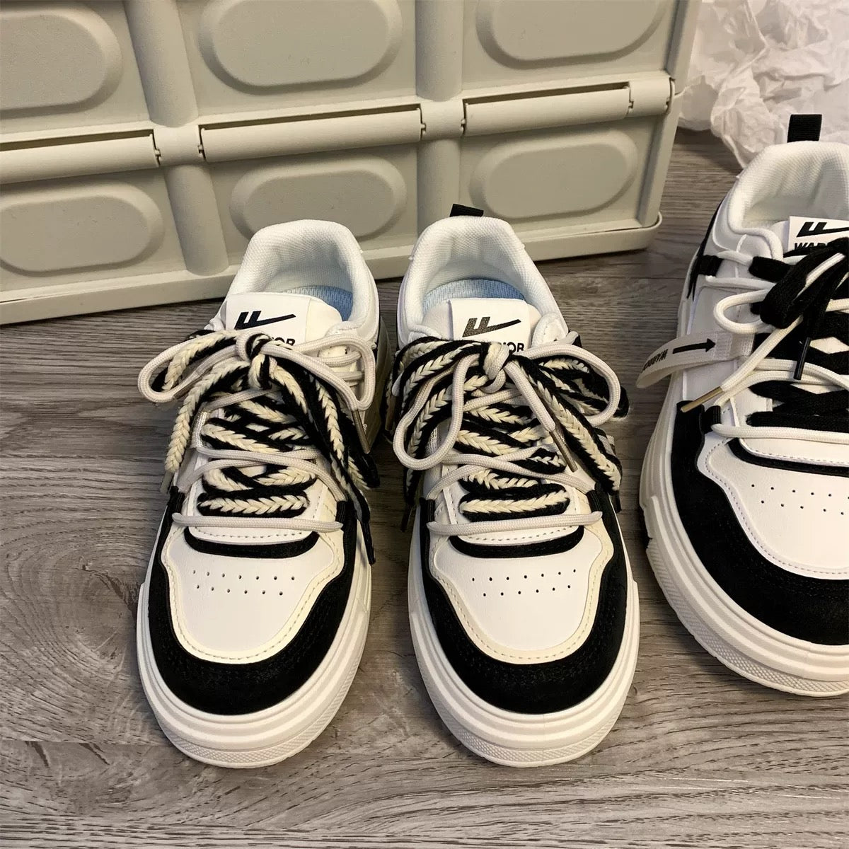 Pull back black and white panda couple shoes 2023 autumn popular thick-soled versatile sneakers ins Korean style casual white shoes