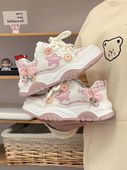 Sweet dad shoes white shoes for women 2023 autumn new design all-match sneakers trendy wear women's shoes 2024