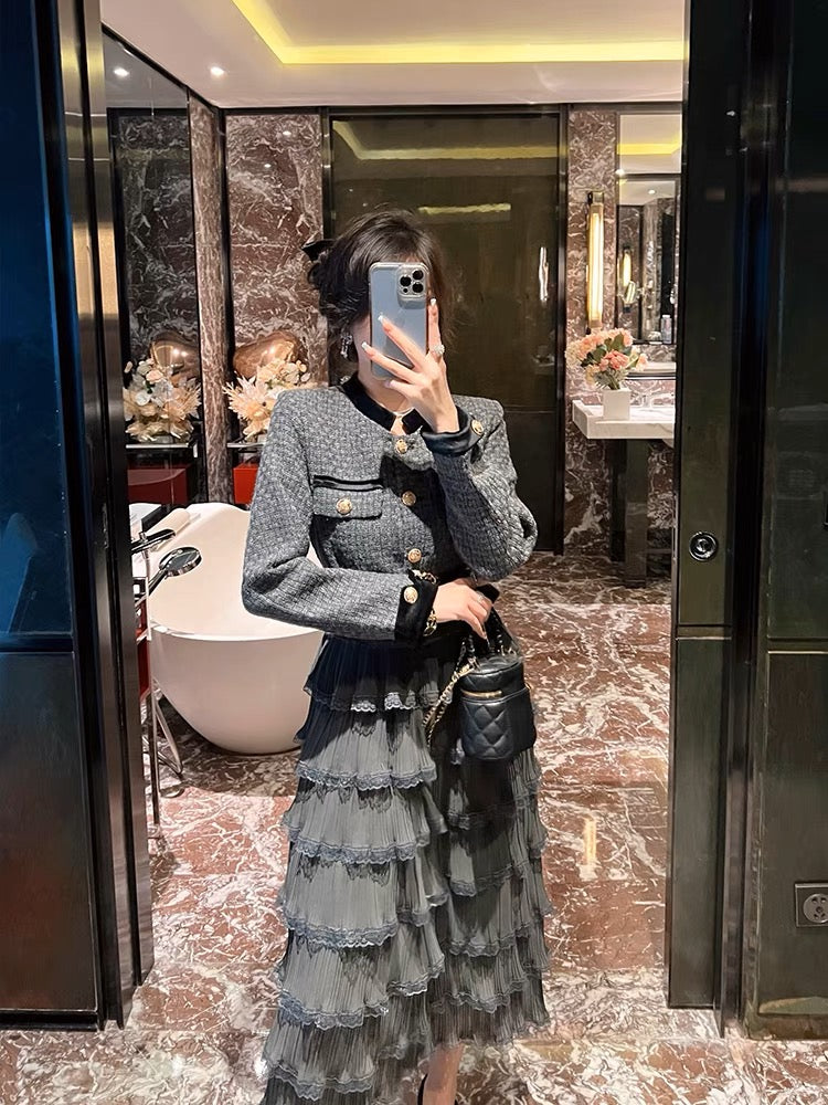 BETTER LS 2023 new autumn and winter new ladylike temperament small fragrance suit women's short coat skirt two-piece set (S0889)