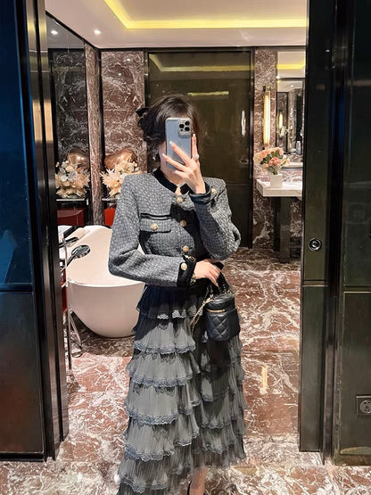 BETTER LS 2023 new autumn and winter new ladylike temperament small fragrance suit women's short coat skirt two-piece set (S0889)