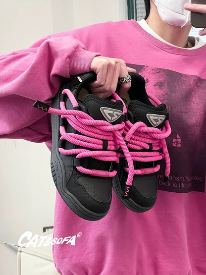 Cat & Sofa “Dreadlocks” Bread Sneakers 🥖👟 A niche retro street-style design with a chunky, cushioned feel for all-day comfort. Cool, bold, and easy to style—perfect for skating, casual fits, and everyday wear.