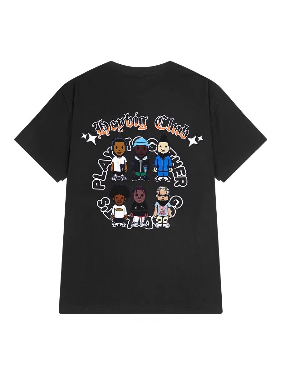 American heavy cotton large size men's short-sleeved T-shirt summer hip-hop wind fried street ruffian handsome big letter half-sleeve