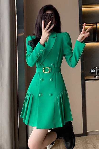 Xiaoxiangfeng suit dress for women 2023 spring new temperament high-end tea break French pleated skirt slimming