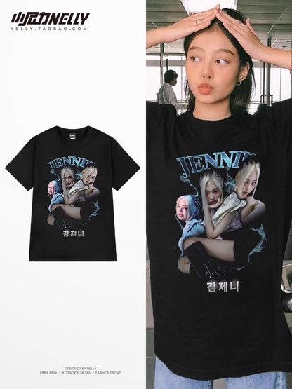 Trendy loose cotton short-sleeved T-shirt men's summer American street hip-hop 2023 new Hong Kong style half-sleeved T-shirt t