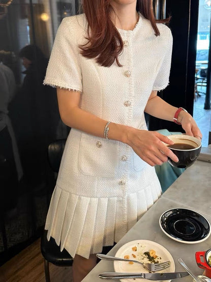 New Chinese style small fragrant dress for women summer 2023 new style waist slimming high-end elegant lady skirt (S9886)