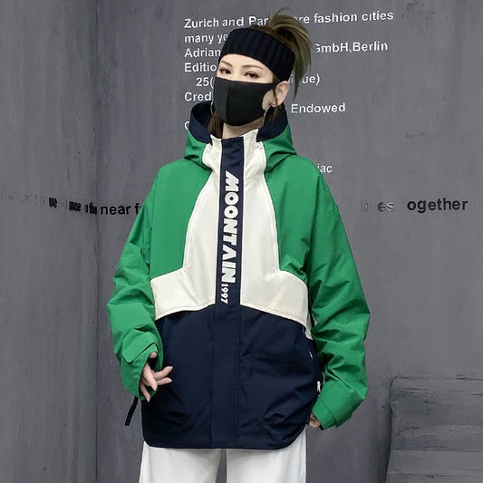 M's trendy brand street jacket autumn and winter plus velvet windproof jacket for women 2024 new outdoor sports jacket