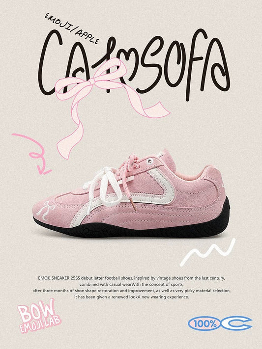 Cat & Sofa “Emoji-Lab” (Spring Limited) Pink Racer Sneakers 🌸👟 Slim low-profile sole with a retro German trainer vibe—lightweight, comfy, and super easy to style. Soft spring pink for a fresh, clean everyday look.