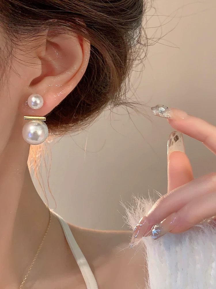 Two-wear style~French pearl earrings for women 2023 new niche design high-end light luxury earrings earrings for women