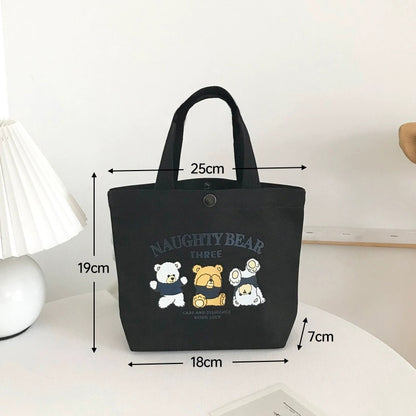 New bear canvas bag female student portable work small hand-held lunch bag handbag canvas bag gift bag