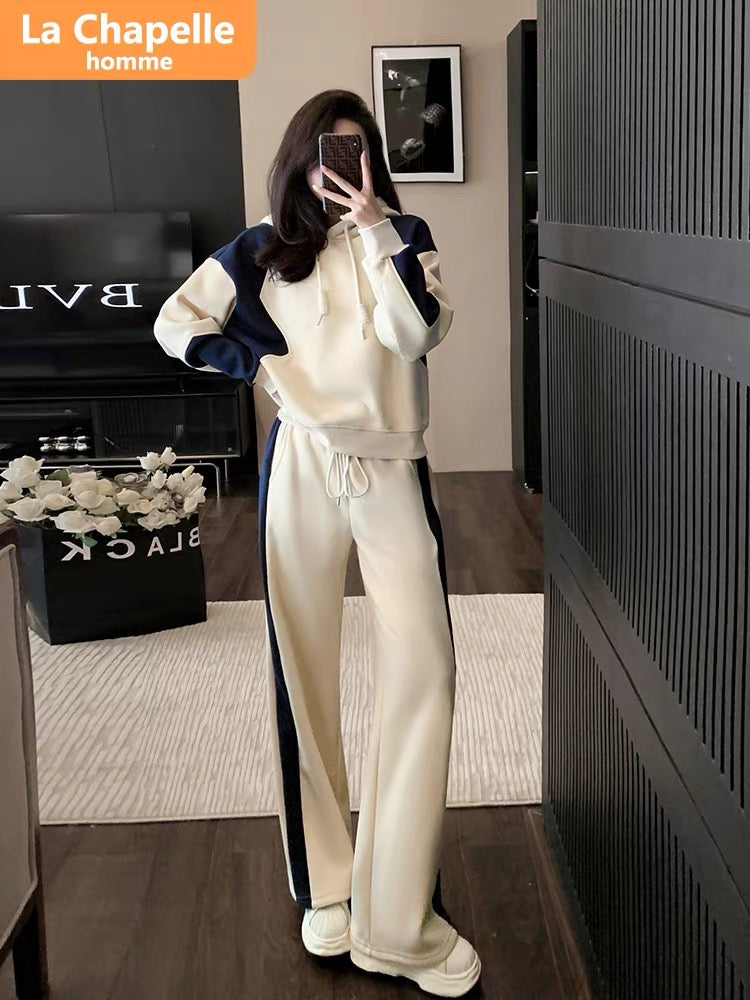 La Chapelle small person contrasting color design casual sports suit women's autumn 2023 new temperament two-piece set