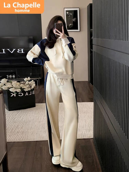 La Chapelle small person contrasting color design casual sports suit women's autumn 2023 new temperament two-piece set