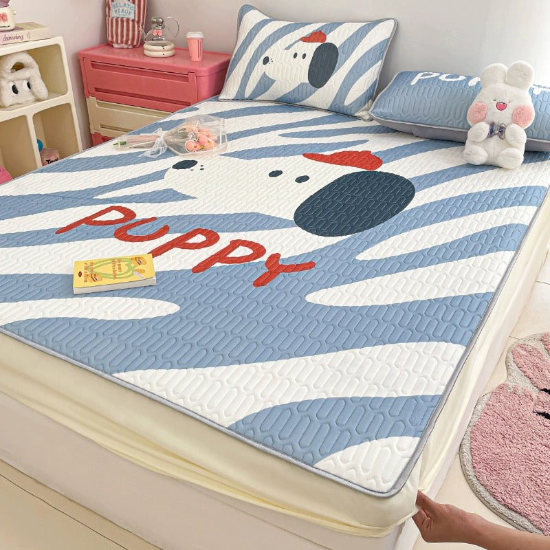 Summer ice silk latex cool mat three-piece bed sheet 2024 new dormitory single air conditioning soft mat machine washable