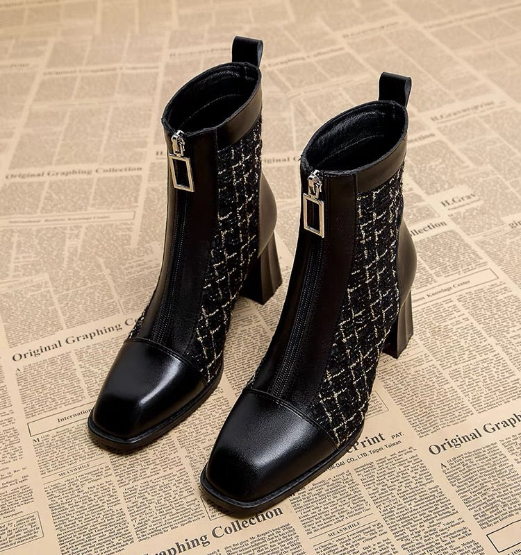 High-heeled short boots for women 2023 autumn and winter new women's boots versatile thin medium heel thick heel Martin boots single boots British style