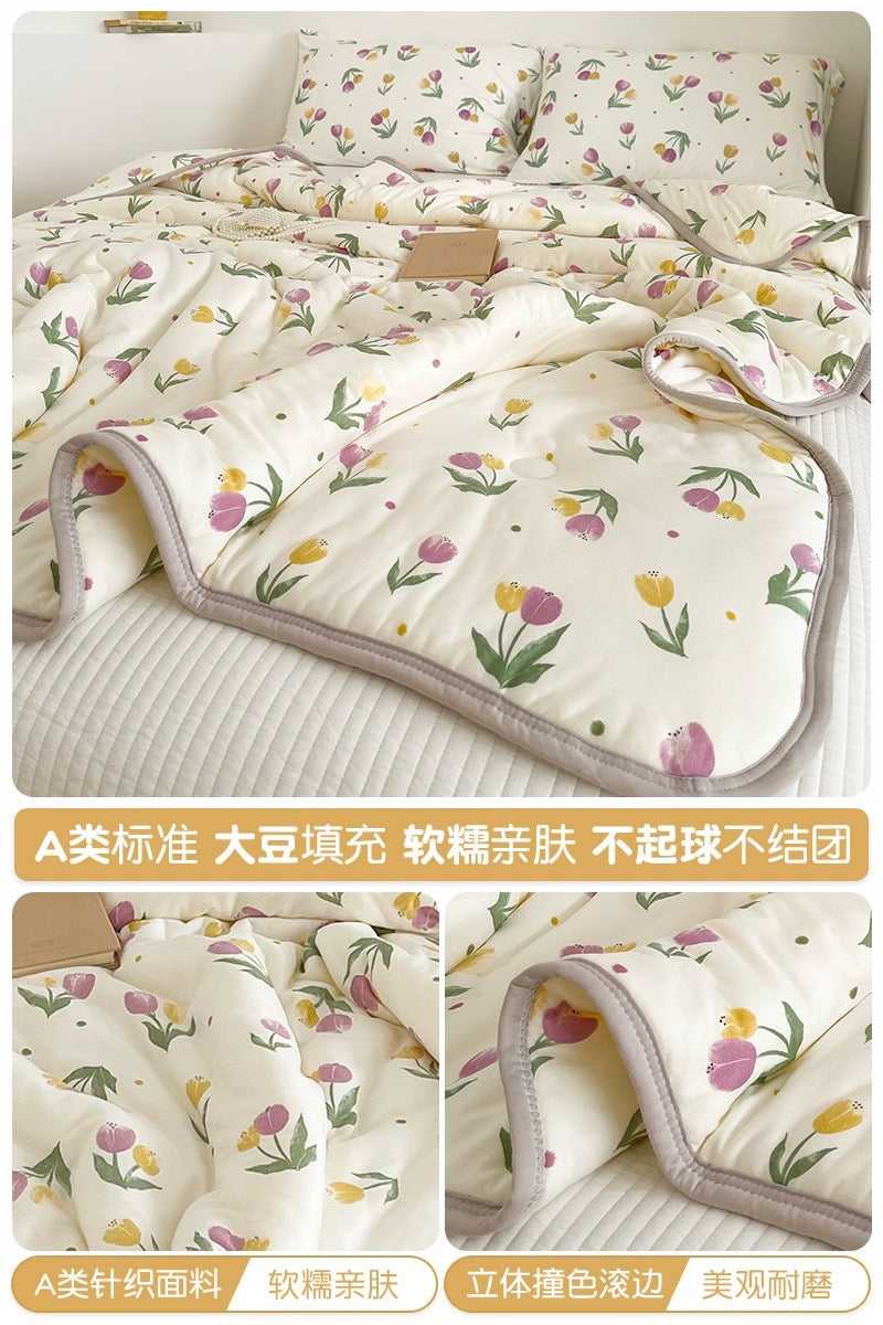 Class A soybean fiber knitted cotton summer cool quilt machine washable summer children's thin quilt spring and autumn summer air conditioning quilt