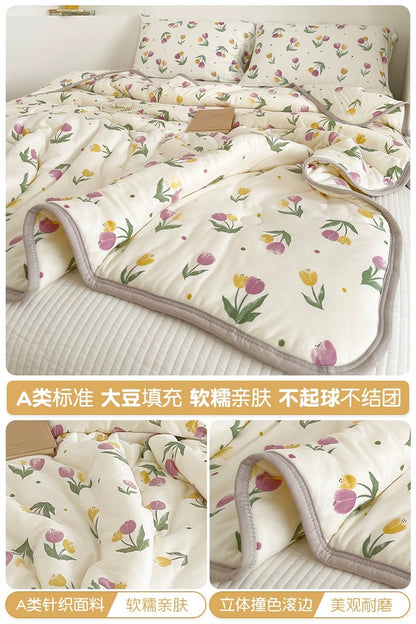 Class A soybean fiber knitted cotton summer cool quilt machine washable summer children's thin quilt spring and autumn summer air conditioning quilt
