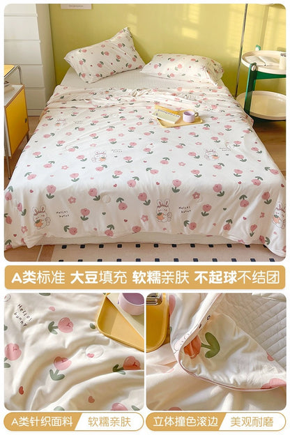 Class A soybean fiber knitted cotton summer cool quilt machine washable summer children's thin quilt spring and autumn summer air conditioning quilt