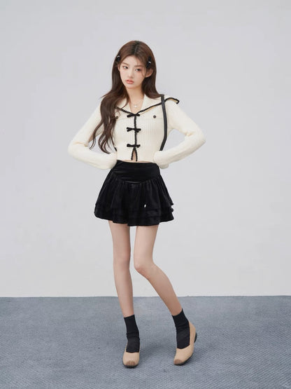 Mrs. Hualing's autumn tops for women's outerwear new style knitted pink bow decorated crew neck sweater for women V2220