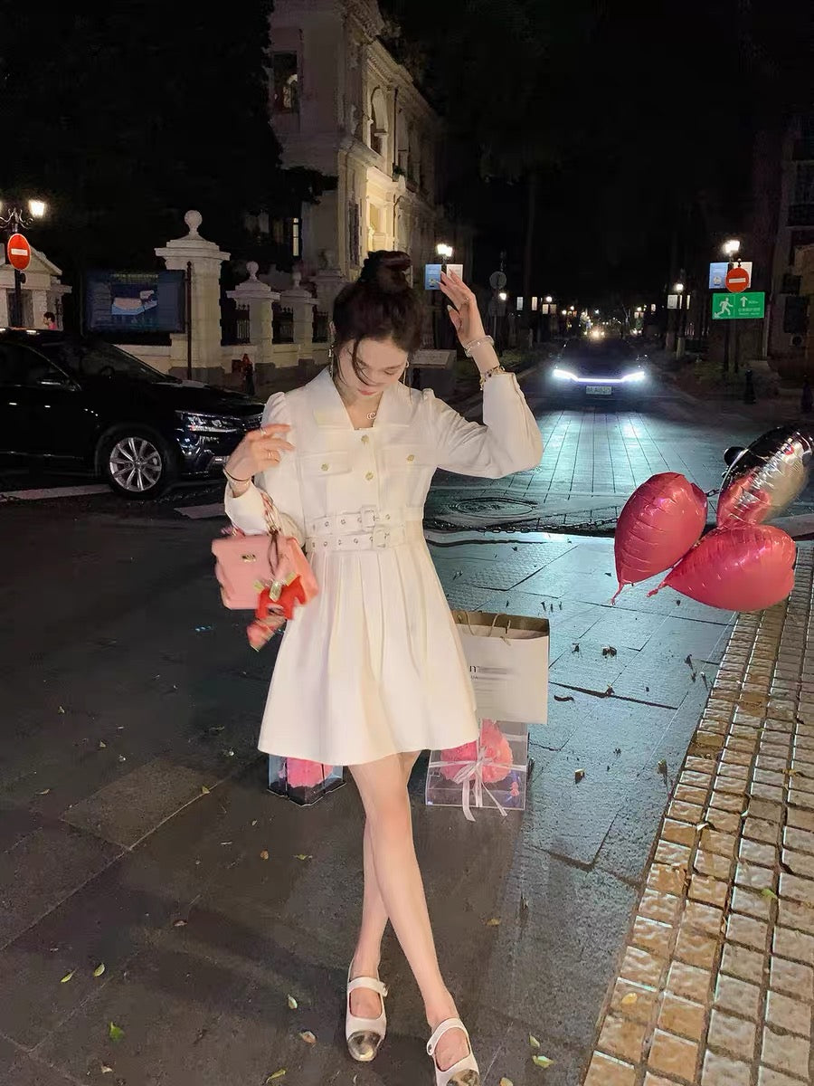 Fish Rabbit's Rabbit Suit Dress Women's High-end, Exquisite and Slim French Long-Sleeved Short Skirt Autumn Women's Dress