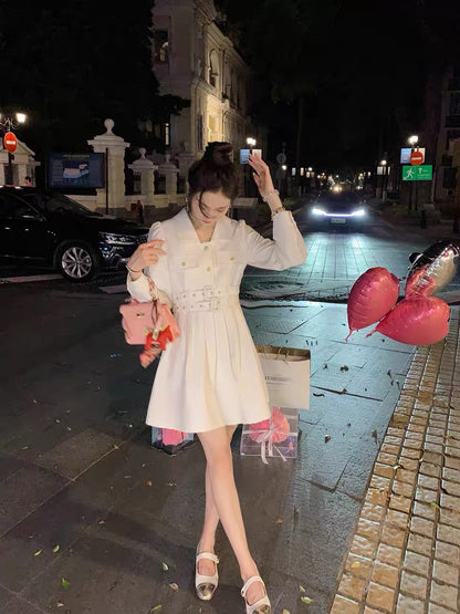Fish Rabbit's Rabbit Suit Dress Women's High-end, Exquisite and Slim French Long-Sleeved Short Skirt Autumn Women's Dress