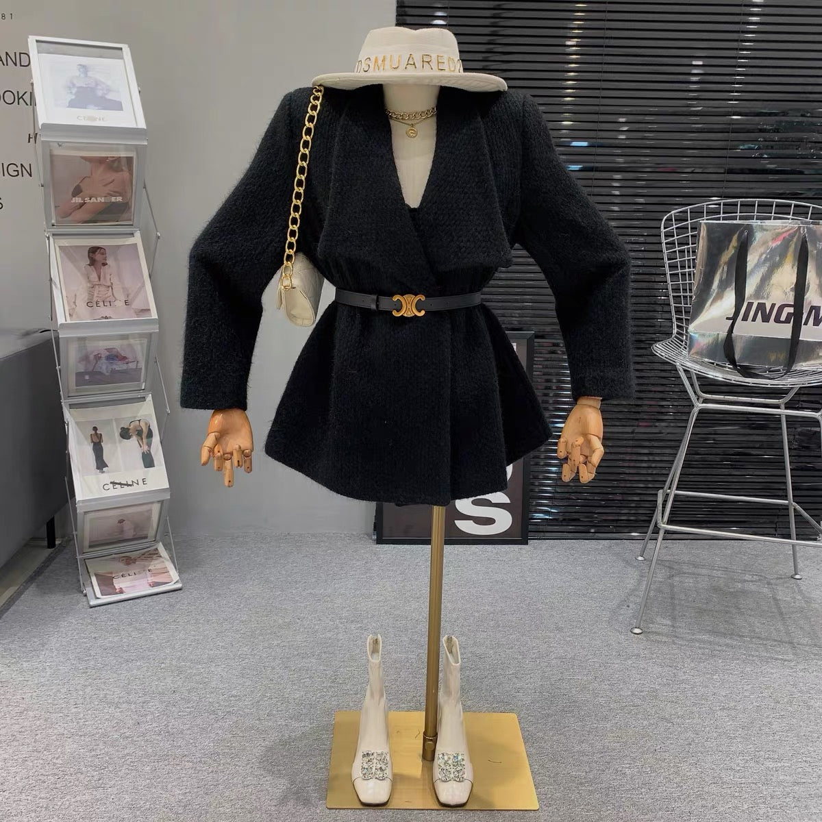Korean-style lazy style slimming and age-reducing concealed button design versatile loose lace-up waist fashionable long-sleeved jacket for women