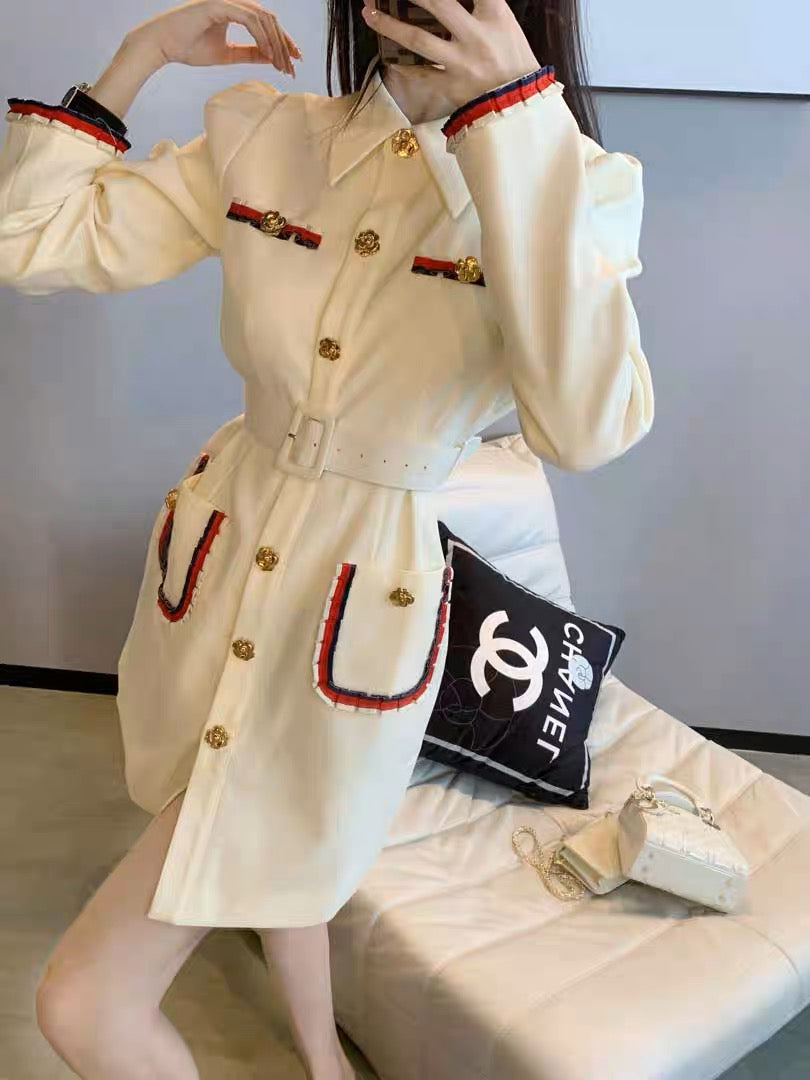 Dresses for women 2023 new autumn wear temperament goddess Fan Xiaoxiang style French socialite fashion waist long-sleeved skirt (B2512)