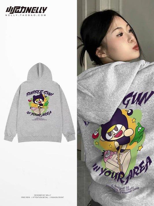 Hooded velvet sweatshirt for men in spring and autumn, new fashion brand, American heavyweight autumn and winter tops, teenagers couple jackets