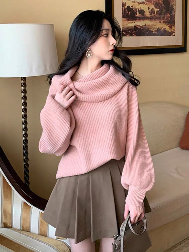 2023 New Turtleneck Sweater Women's Autumn and Winter Korean Style Loose Pullover Lazy and Versatile Outerwear Bottoming Sweater (B5910)