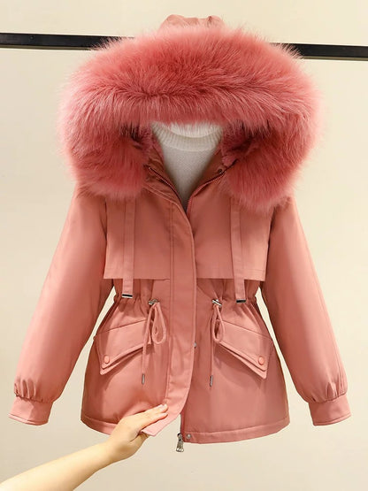 Parker women's cotton-padded jacket 23 winter new style plus velvet thickened cotton-padded jacket Korean style small short down-padded jacket