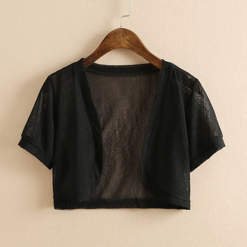 Small shawl coat for summer with suspender skirt and cardigan, short-sleeved ladies' thin waistcoat, versatile top