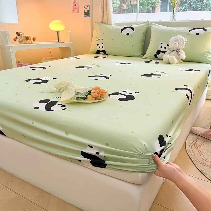 Cotton bed sheet single piece pure cotton bed cover dust cover summer children single mattress anti-slip protective cover three-piece set