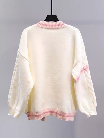 Japanese bow sweater jacket for women autumn and winter 2023 new loose and lazy style design age-reducing knitted cardigan