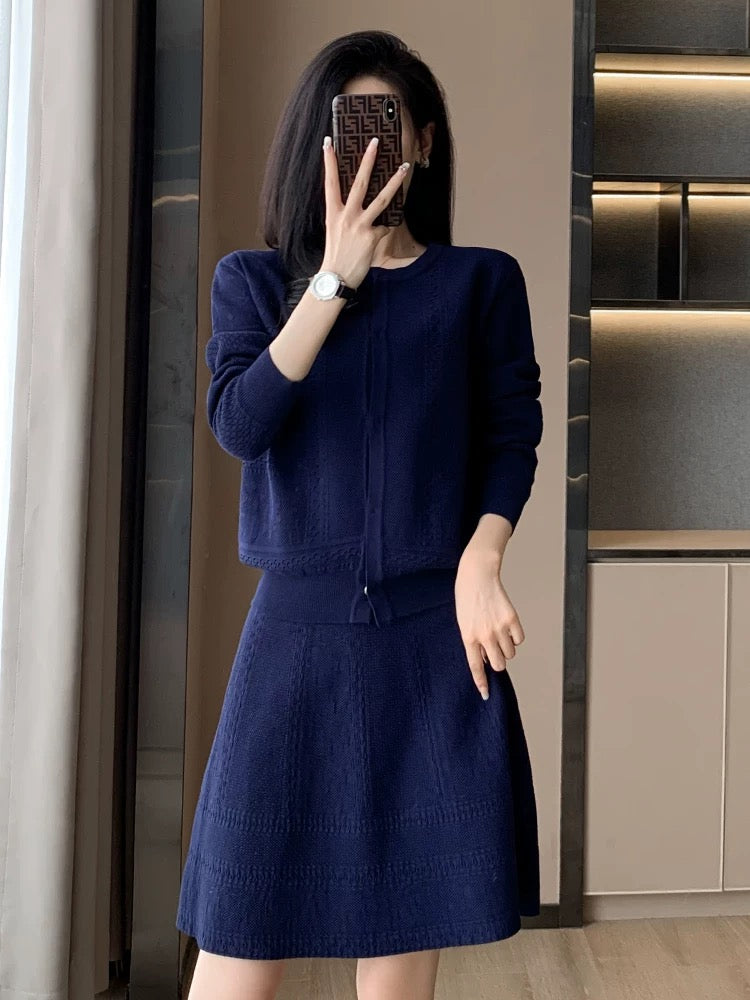 French style small fragrant knitted fashion suit skirt for women 2023 autumn and winter new slim fit two-piece skirt